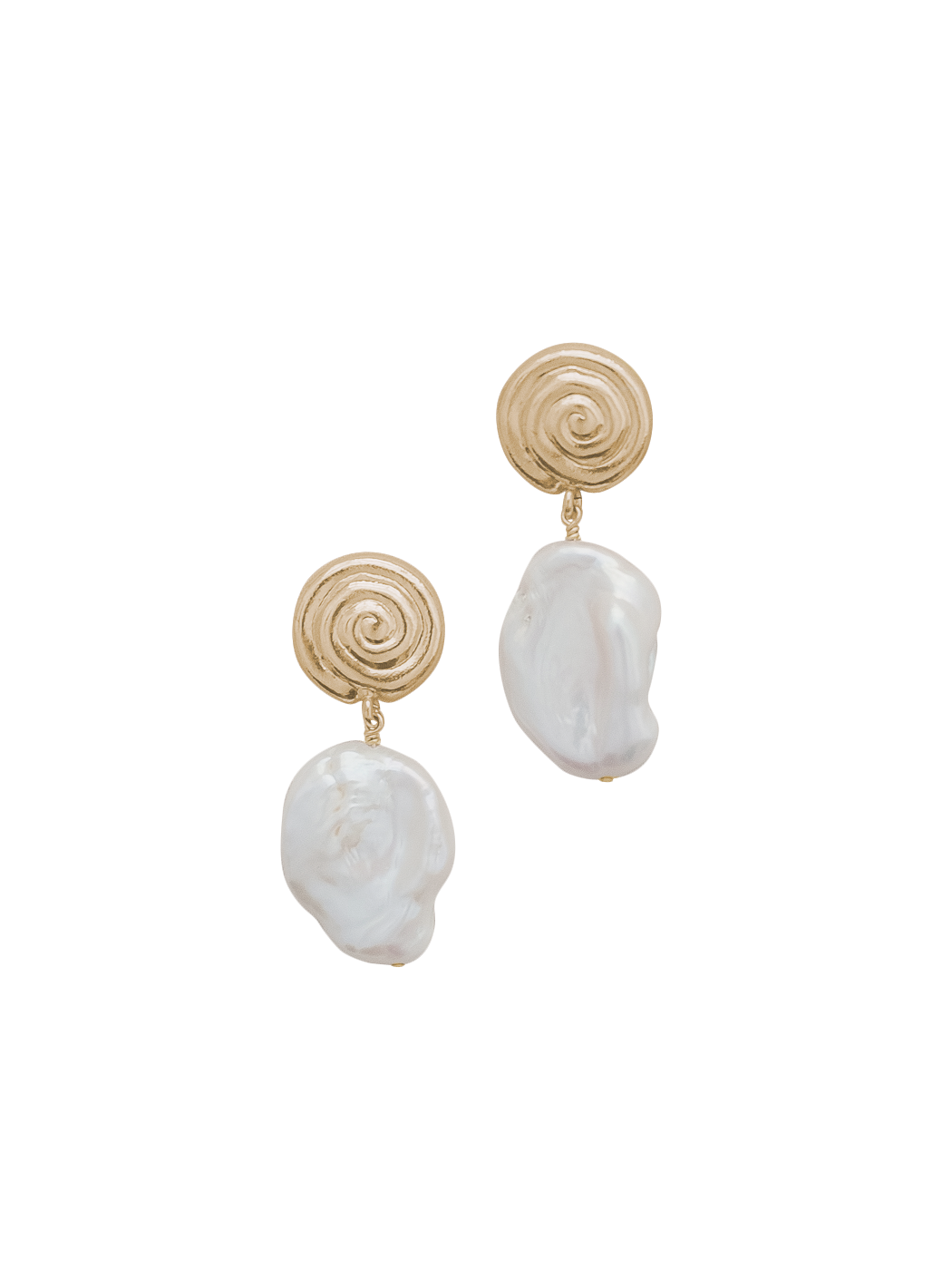 【HYERES LOR】23SS★ Champagne Full Moon One Touch Earring Signet Audrey Earrings with Pearl light gold - CH Carolina