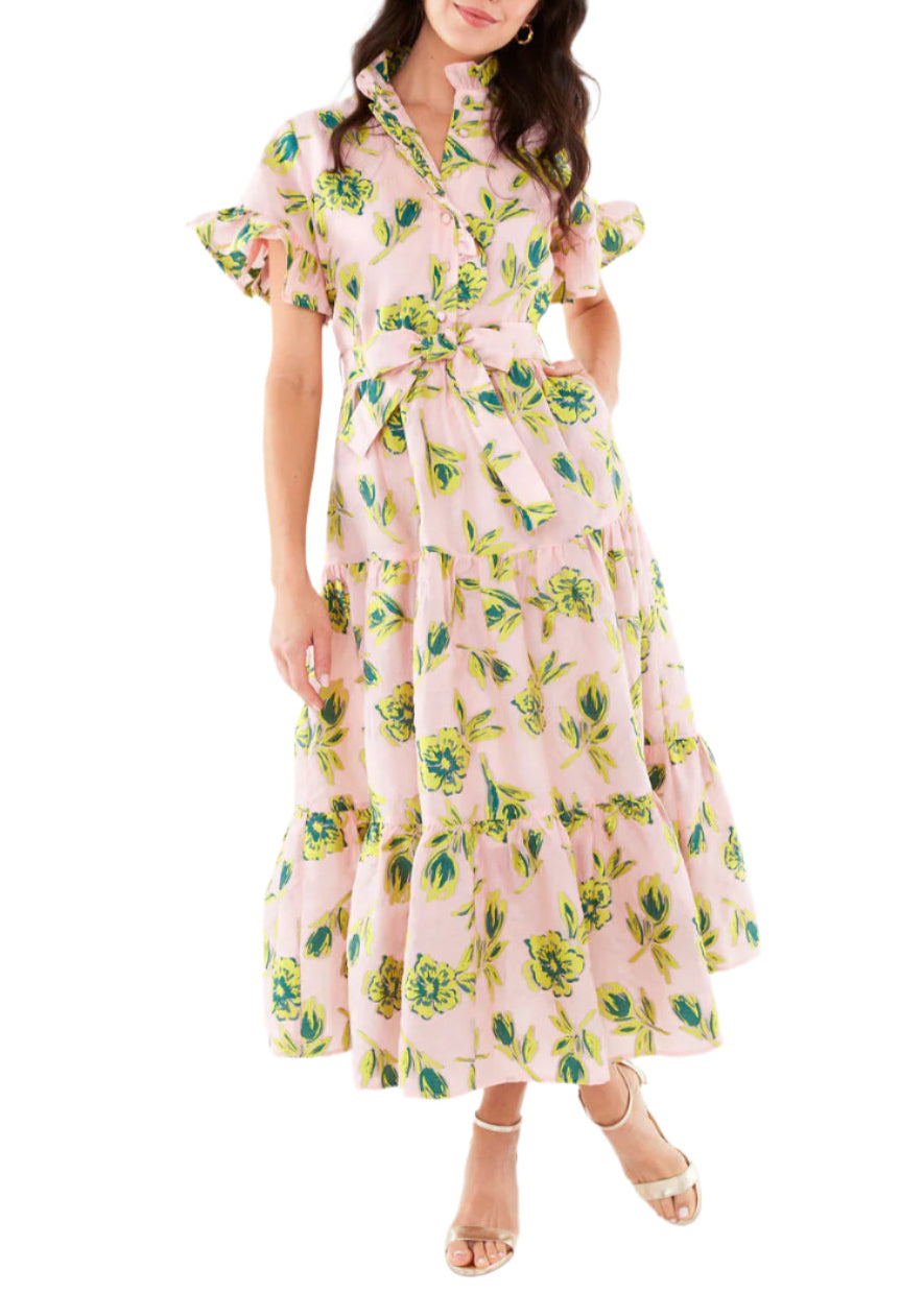 Sadie Maxi Dress Pink Tropical Tulip Jacquard