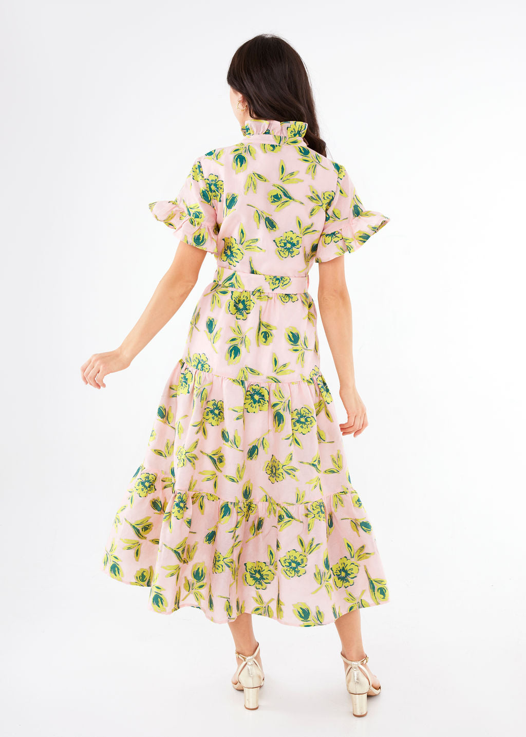 Sadie Maxi Dress Pink Tropical Tulip Jacquard