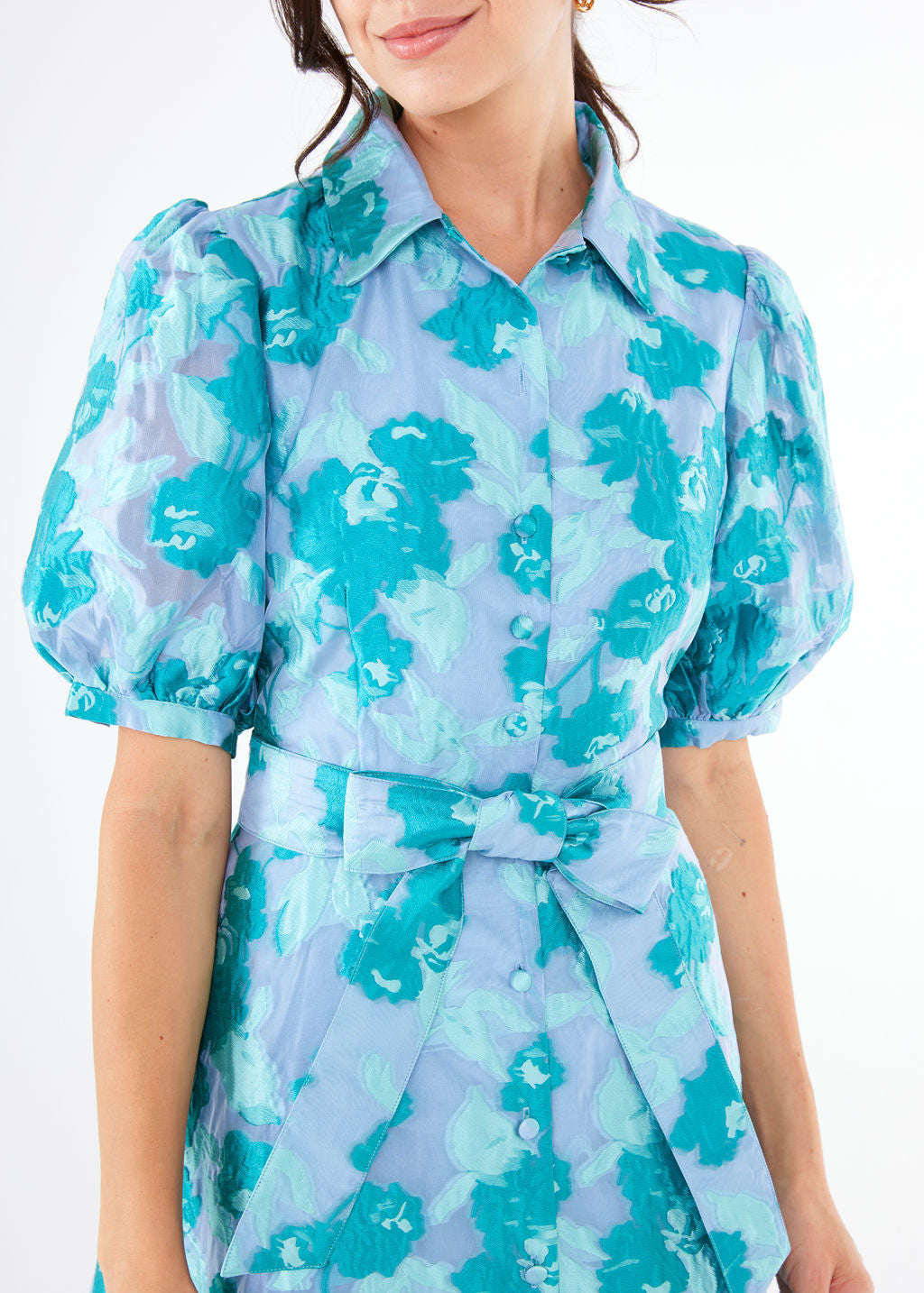 Charlotte Gown Mint Rose Vine Organza | Over The Moon