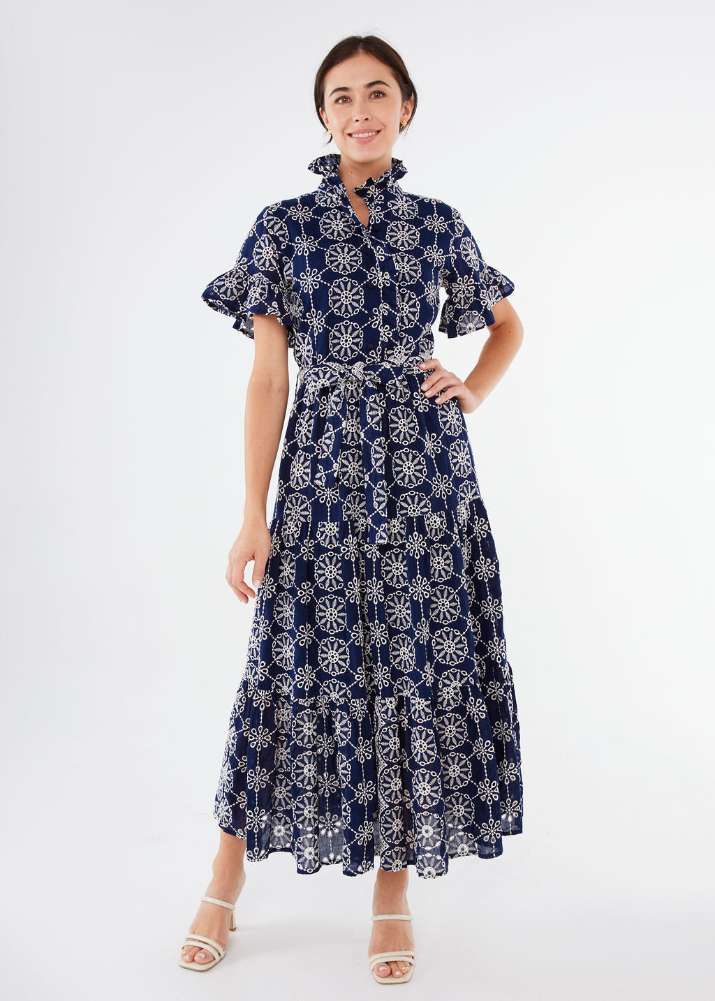 Sadie Maxi Dress Navy Medallion Eyelet | Over The Moon Sadie Maxi Dress Navy Medallion Eyelet | Over The Moon