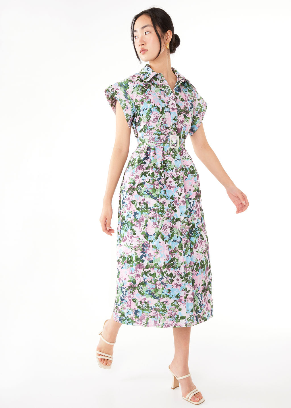 Harper Dress Pink Abstract Floral Jacquard