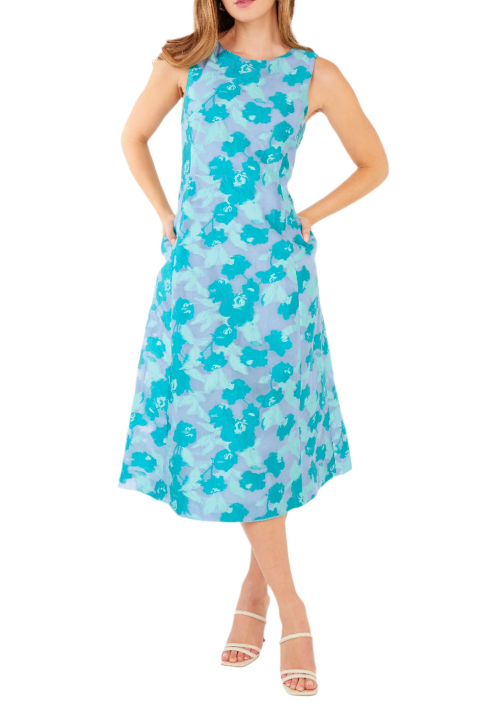 Avery Midi Dress Mint Rose Vine Organza