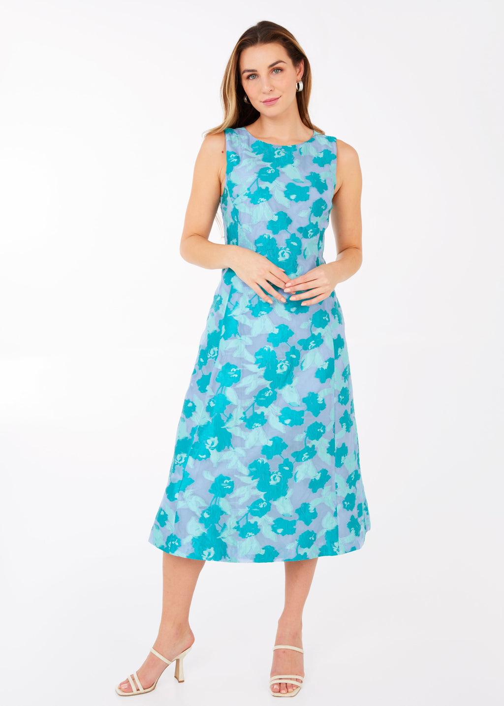 Avery Midi Dress Mint Rose Vine Organza