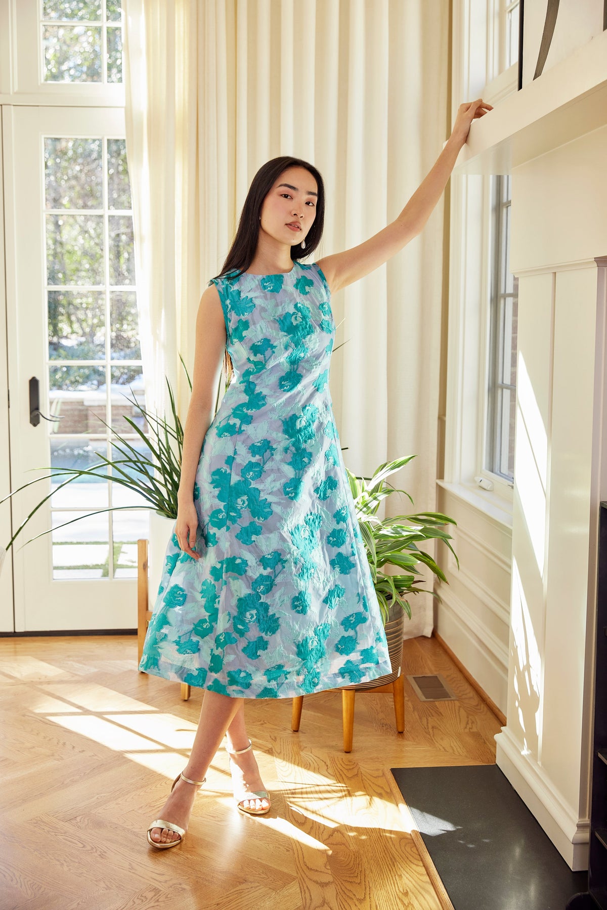 avery midi dress Avery Watercolor Floral Midi Dress