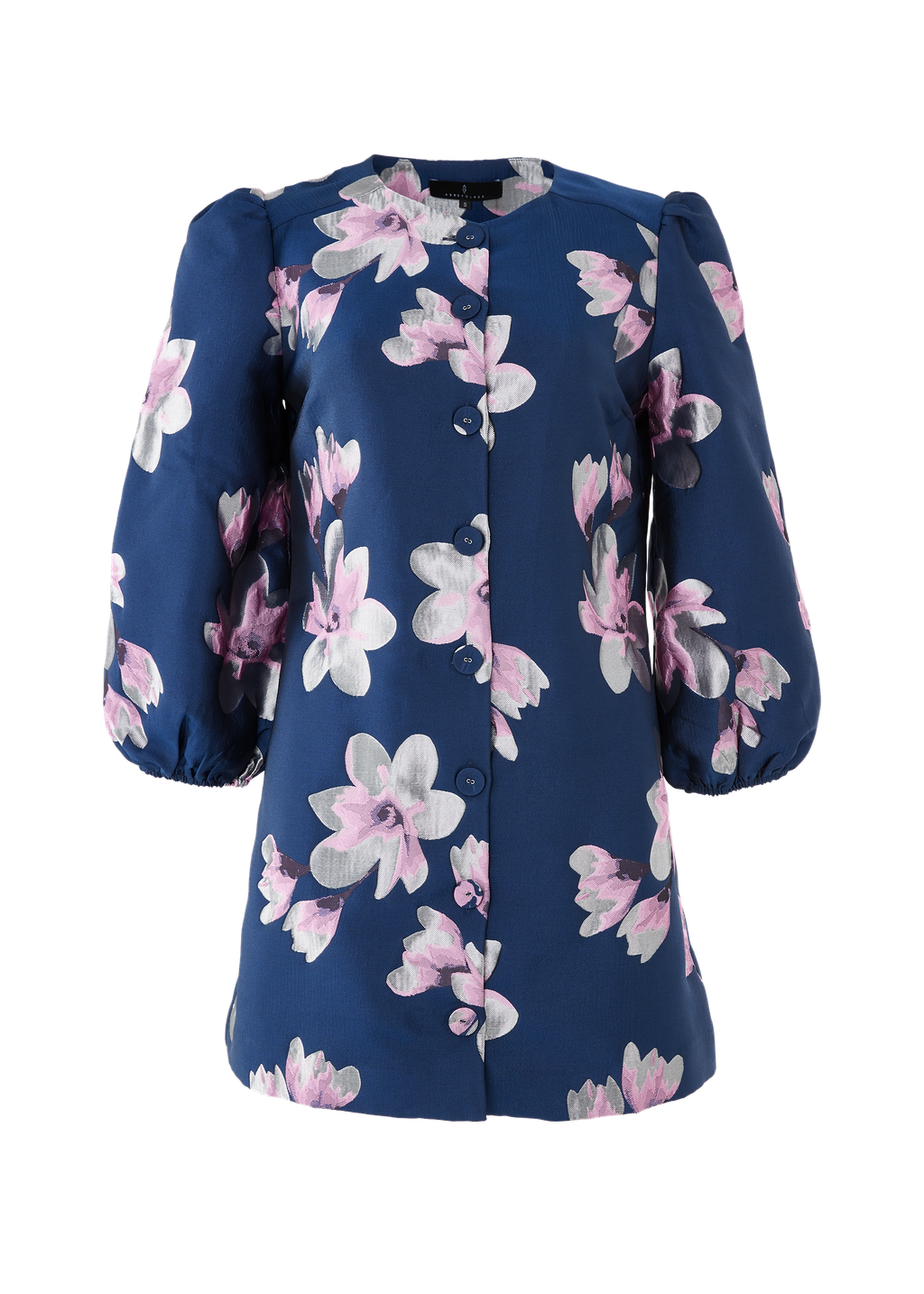 Ellen Dress Blue Plumeria Jacquard