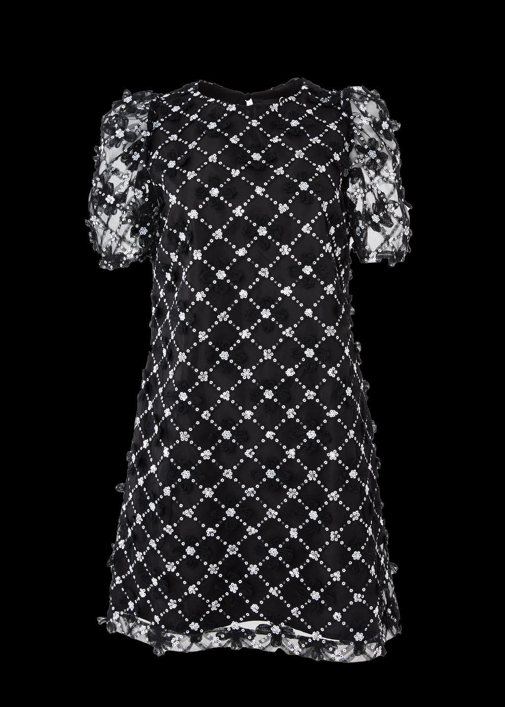 Marty Dress Black Sequin Lattice Lace