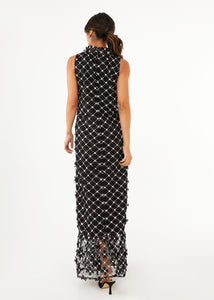 Camille Gown Black Sequin Lattice Lace