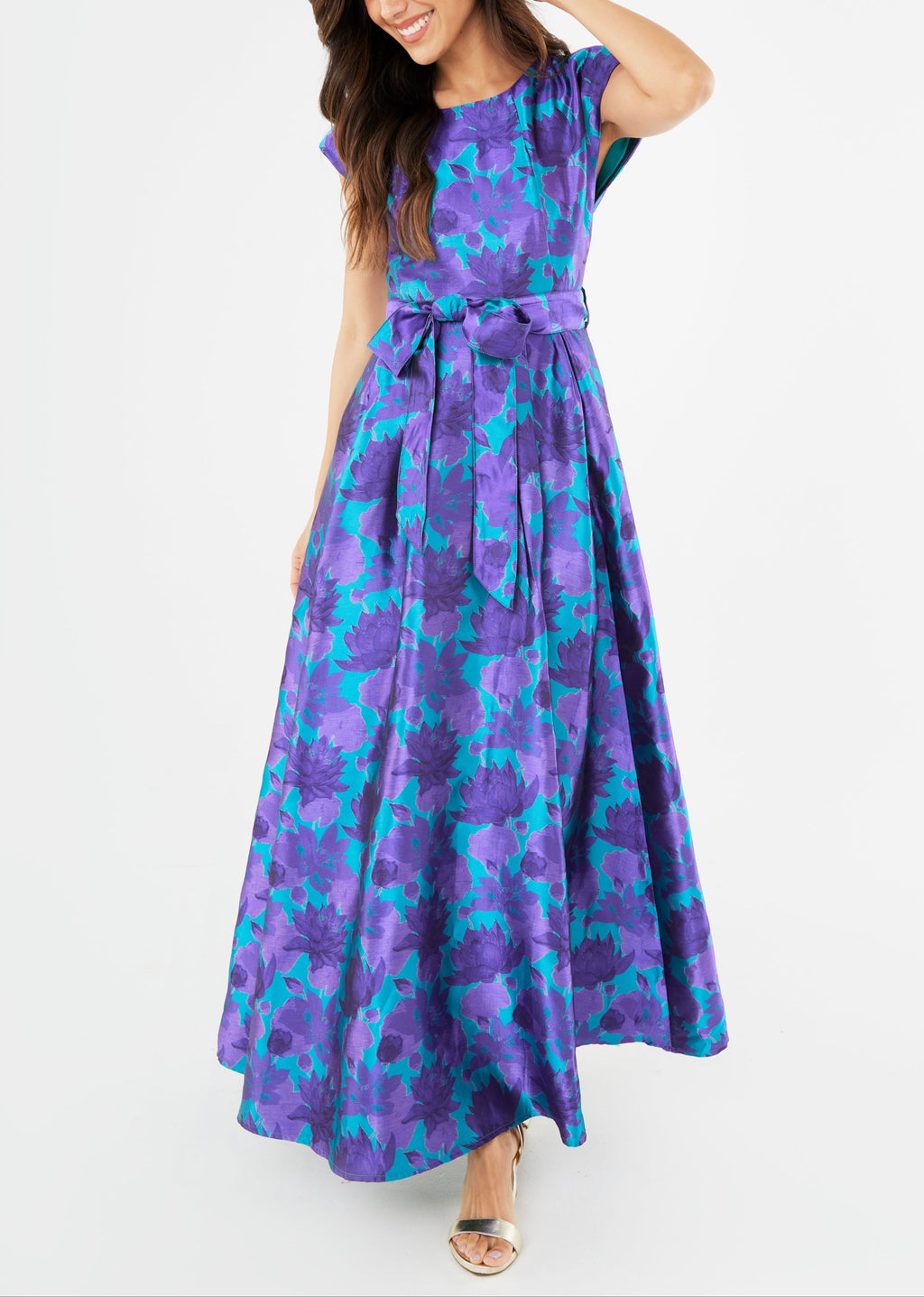 Olivia Gown Purple Floral Silhouette Jacquard