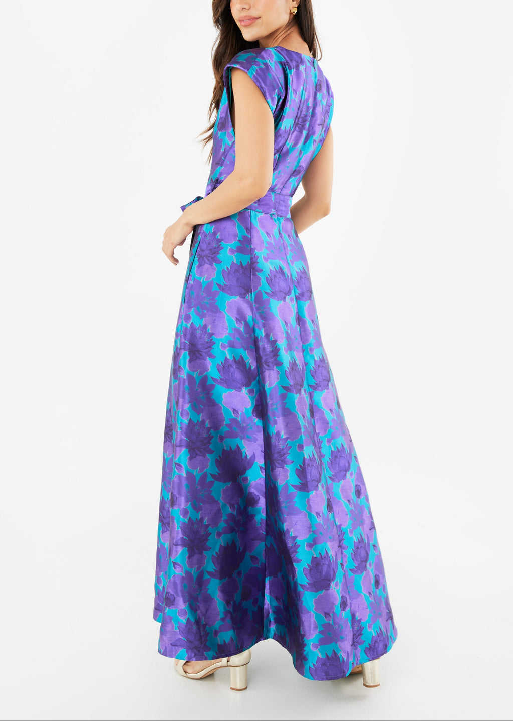 Olivia Gown Purple Floral Silhouette Jacquard