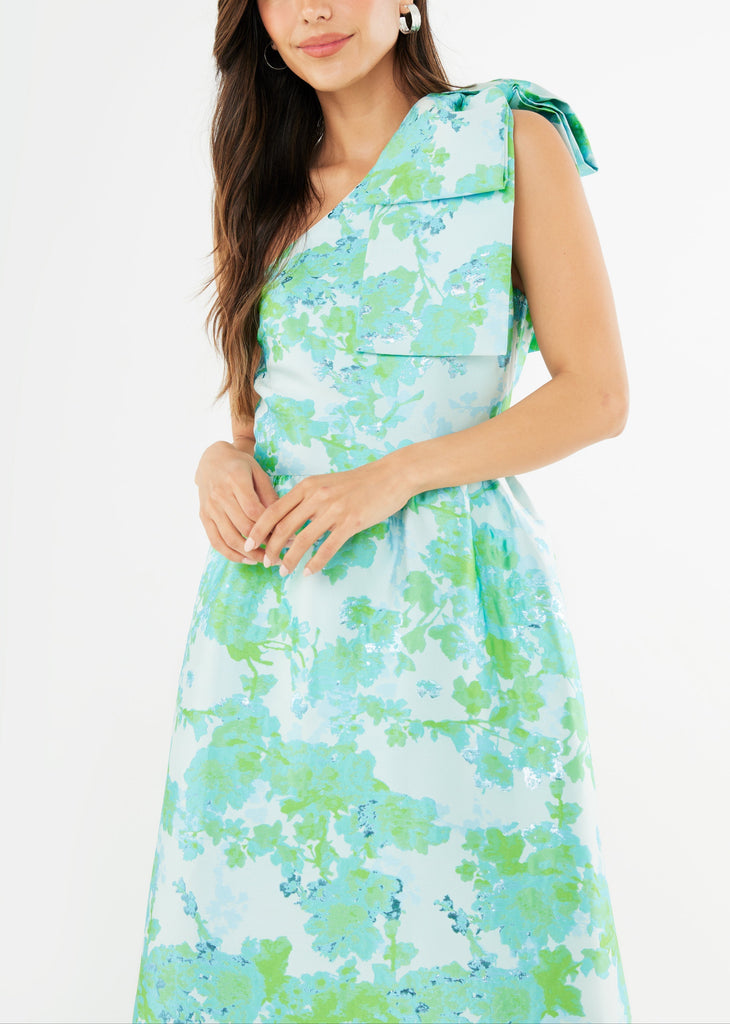 Caroline Gown Green Abstract Brocade | Over The Moon Caroline Gown Green Abstract Brocade | Over The Moon