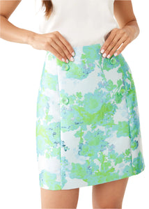 Jessica Skirt Green Abstract Brocade