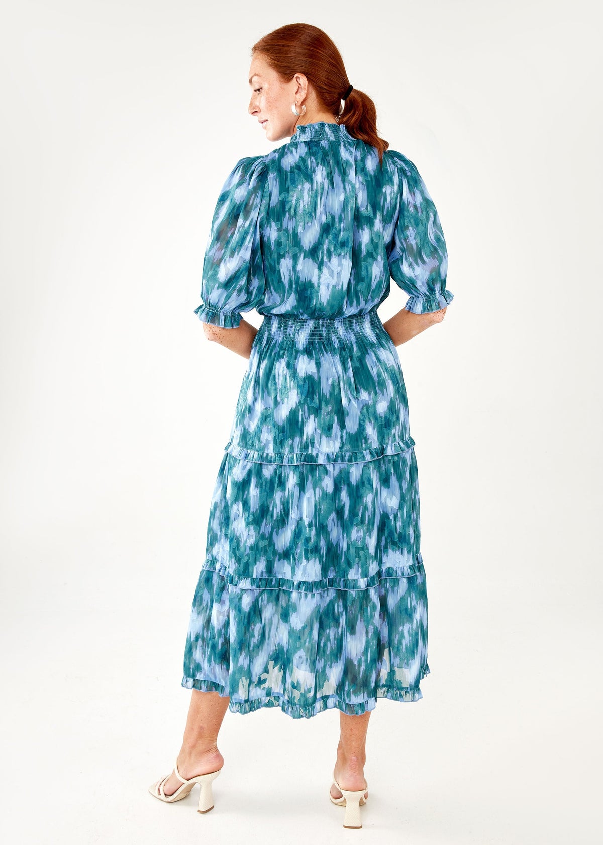 Bennett Gown Teal Ikat Chiffon