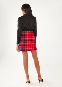 Jessica Skirt Red Multi Houndstooth