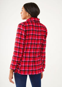 Calvin Blazer Red Multi Houndstooth