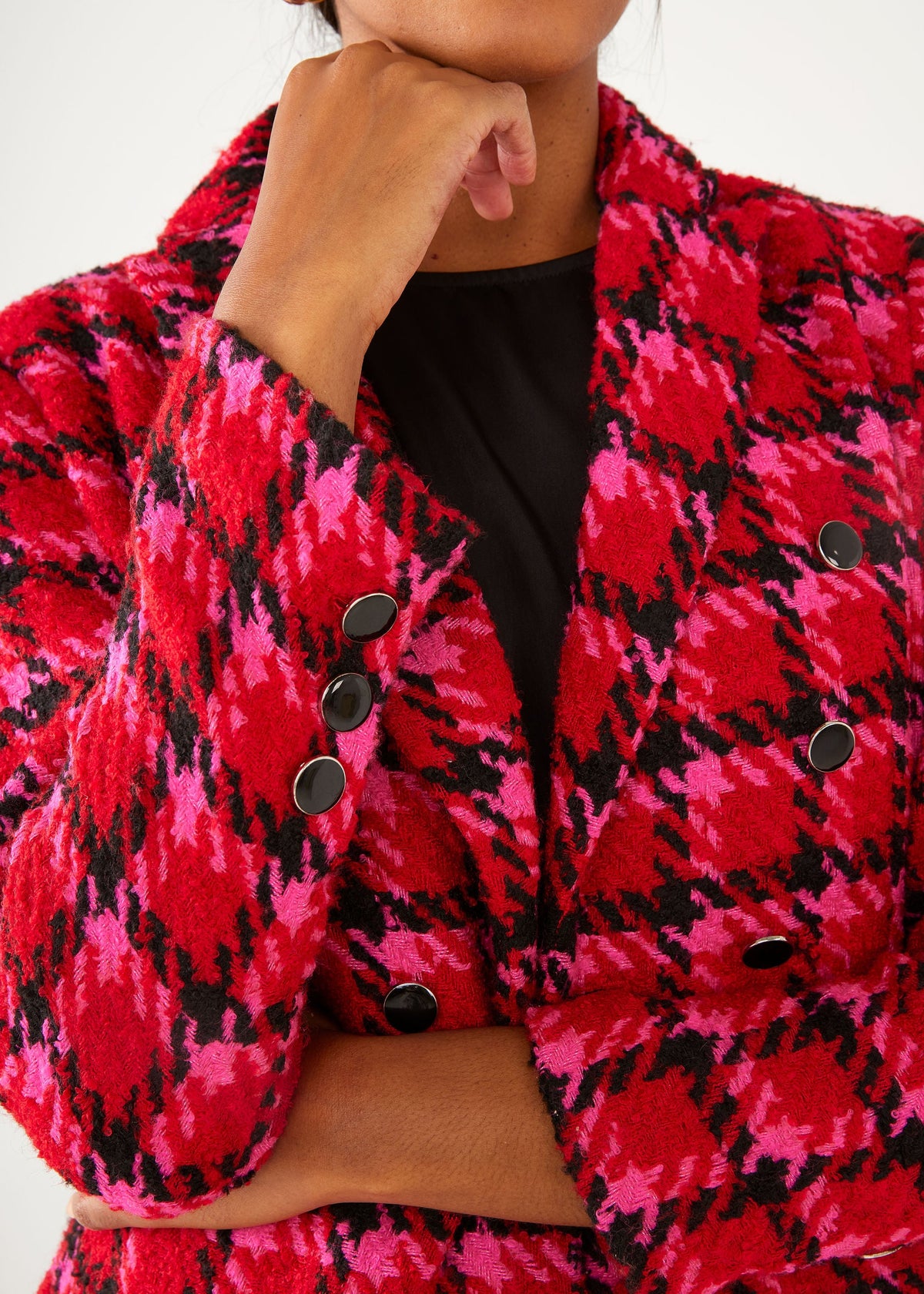 Calvin Blazer Red Multi Houndstooth