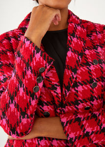 Calvin Blazer Red Multi Houndstooth