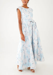 Olivia Gown Light Blue Metallic Jacquard