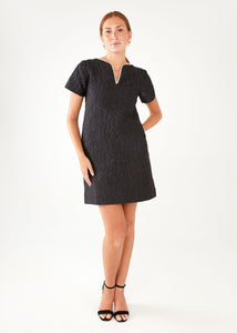 Lulu Dress Black Textured Satin Jacquard