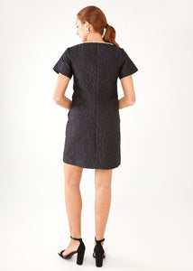 Lulu Dress Black Textured Satin Jacquard