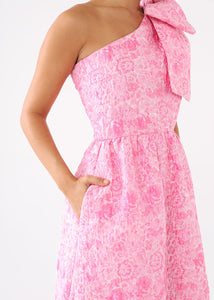 Caroline Gown in Pink Bubble Jacquard