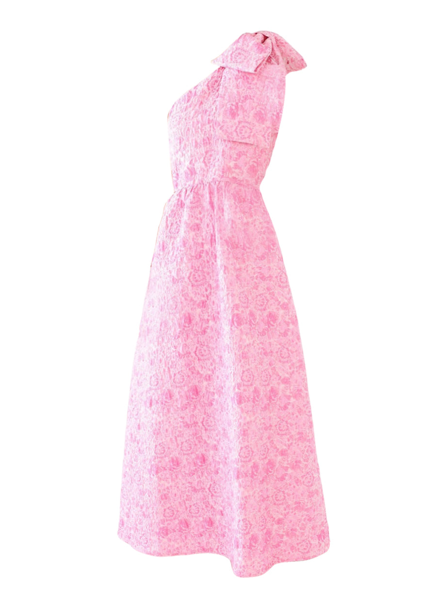 Caroline Gown in Pink Bubble Jacquard