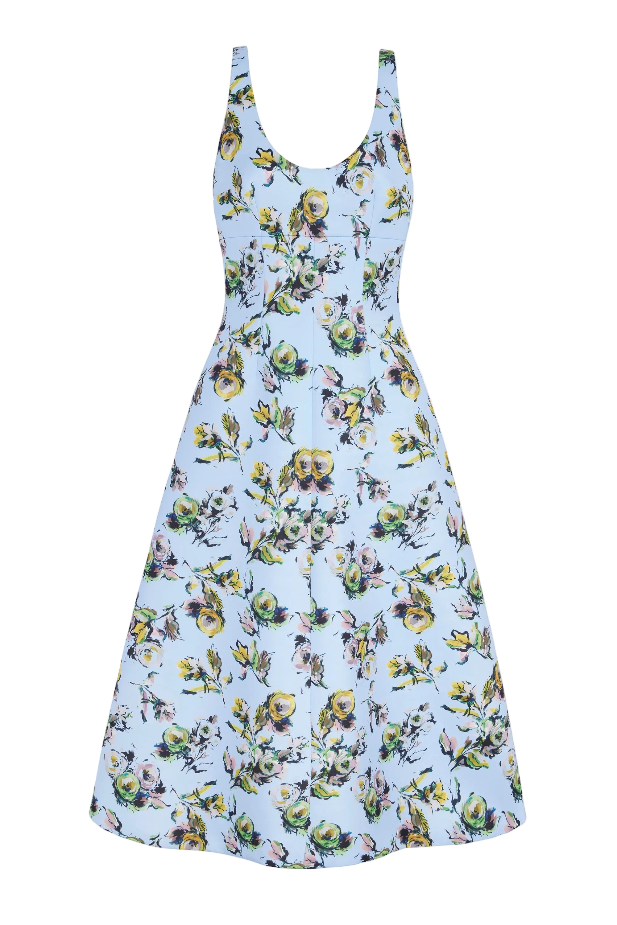 Abella Dress In Yellow & Green Floral Print Genzianella Front Shot | Emilia Wickstead