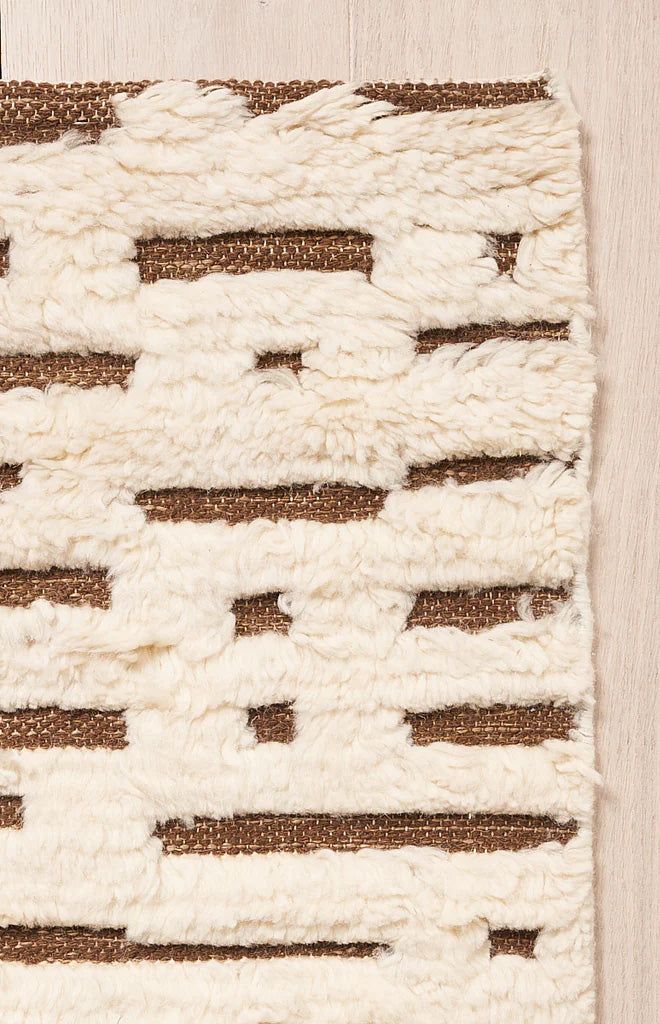 Abstract Ikat Rug in Ivory & Brown