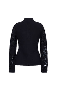 Adelaid Cardigan in Black Sequin Knit