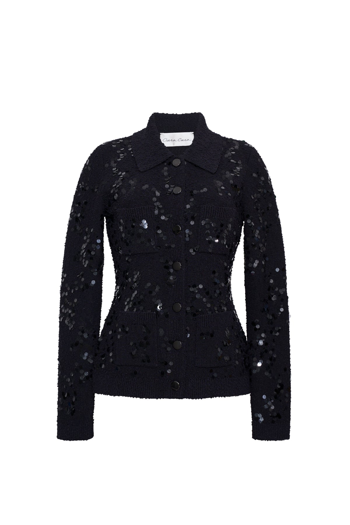 Adelaid Cardigan in Black Sequin Knit