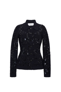 Adelaid Cardigan in Black Sequin Knit