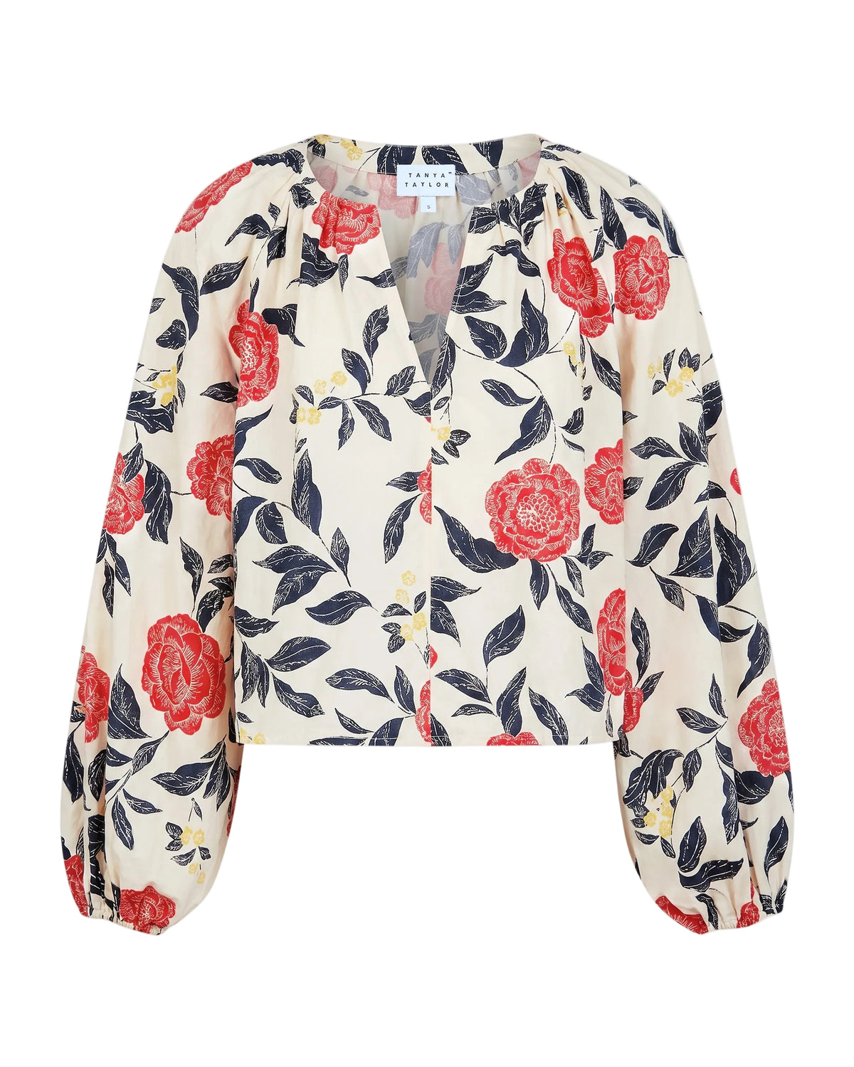 Adelina Top in Cream/Cardinal Red Multi