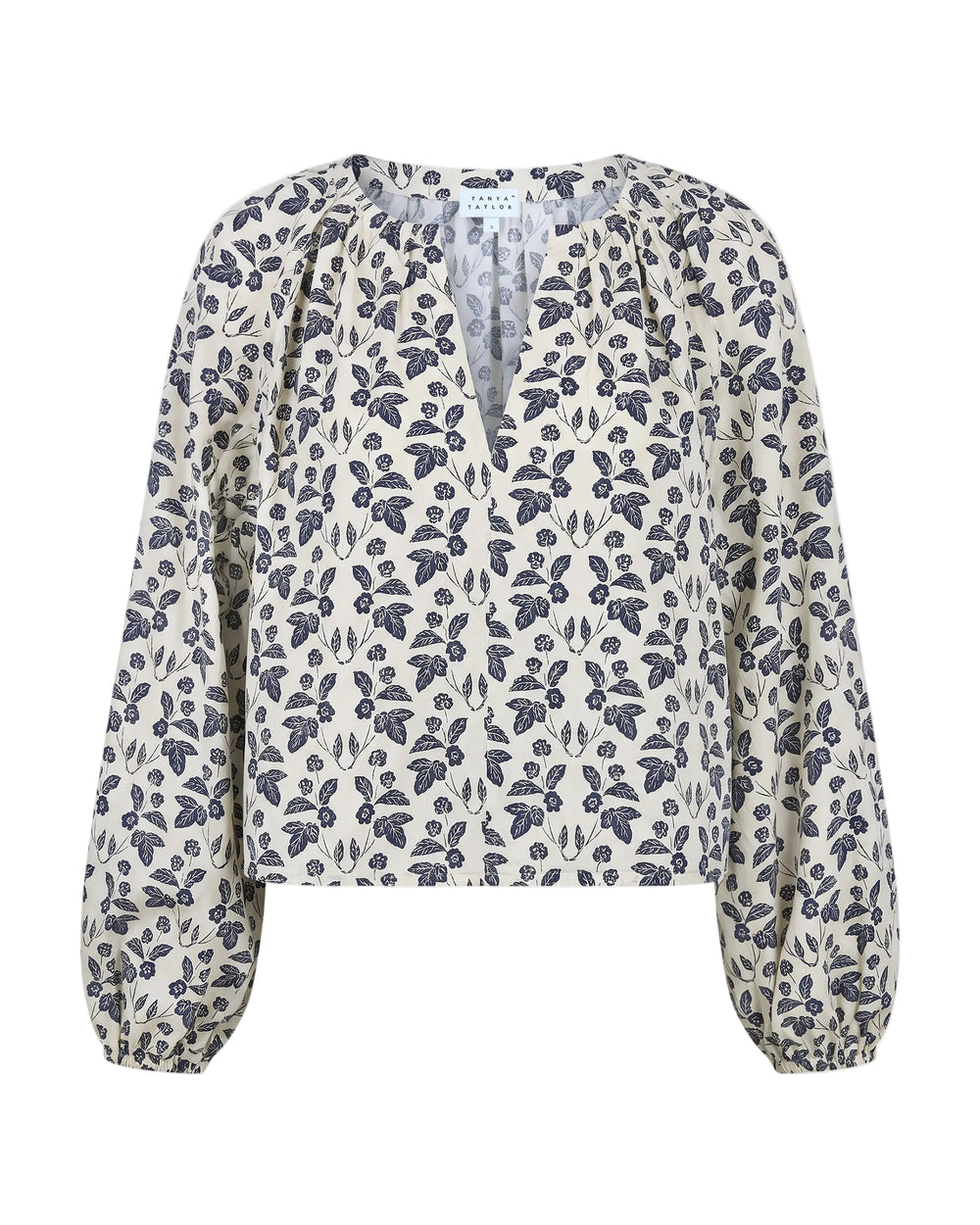 Adelina Top in Cream/Maritime Blue Multi