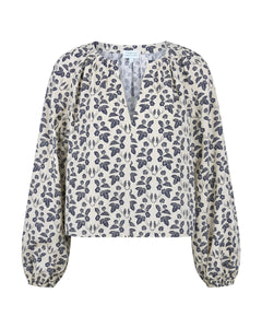Adelina Top in Cream/Maritime Blue Multi