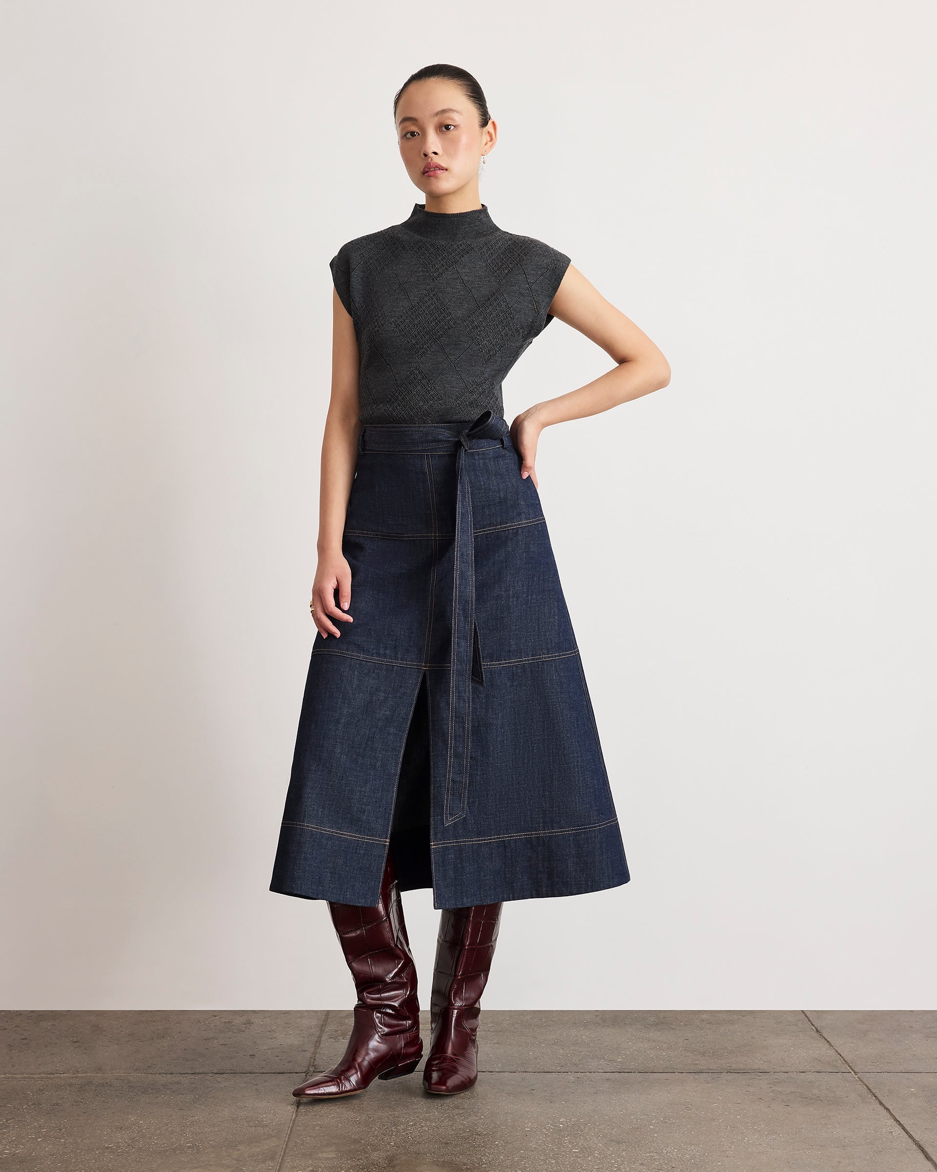 Hudley Denim Skirt in Midnight Rinse