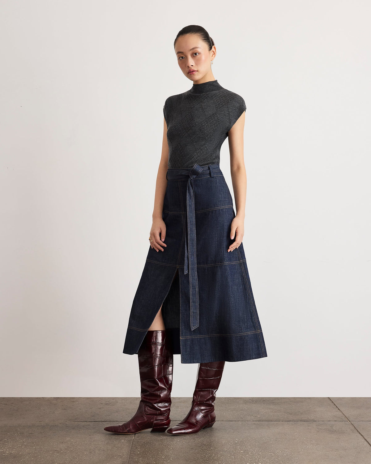 Hudley Denim Skirt in Midnight Rinse