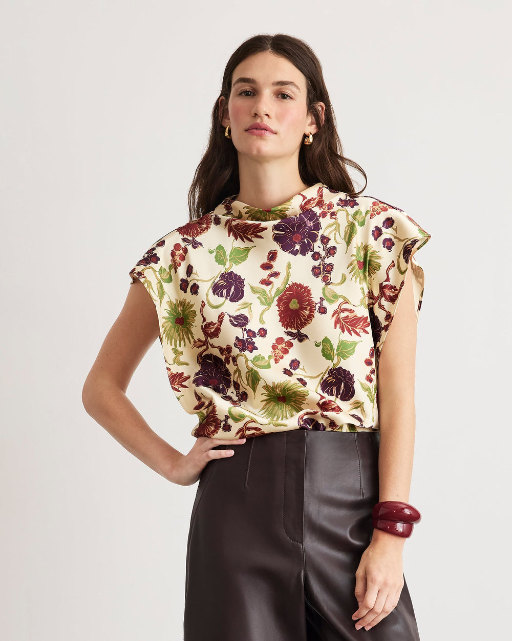 Adrien Top in Cream Multi Floral