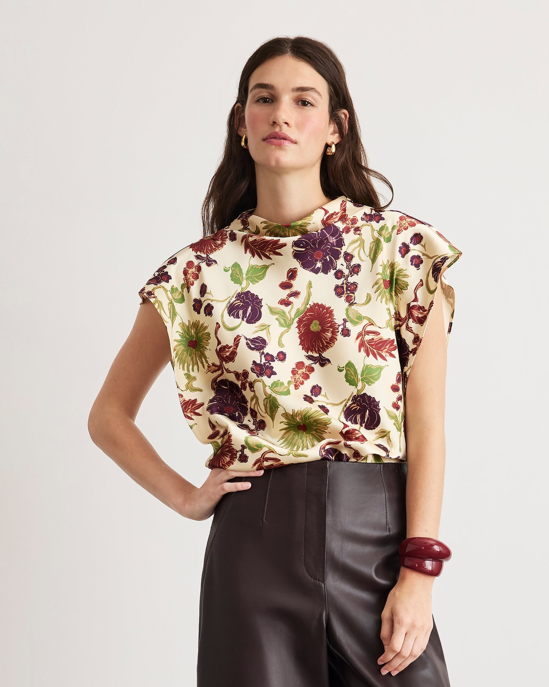 Adrien Top in Cream Multi Floral