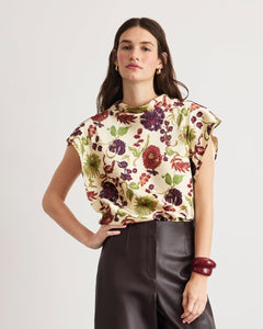 Adrien Top in Cream Multi Floral