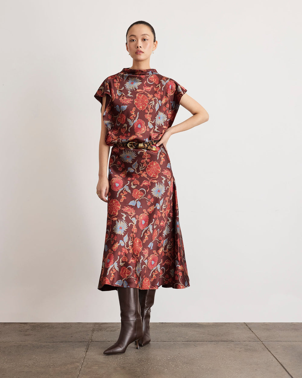Beth Skirt in Deep Redwood Floral