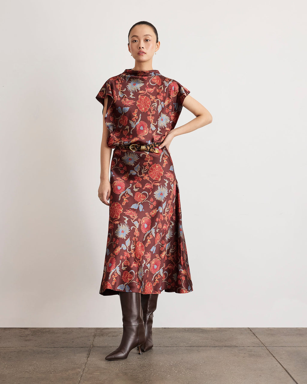 Beth Skirt in Deep Redwood Floral