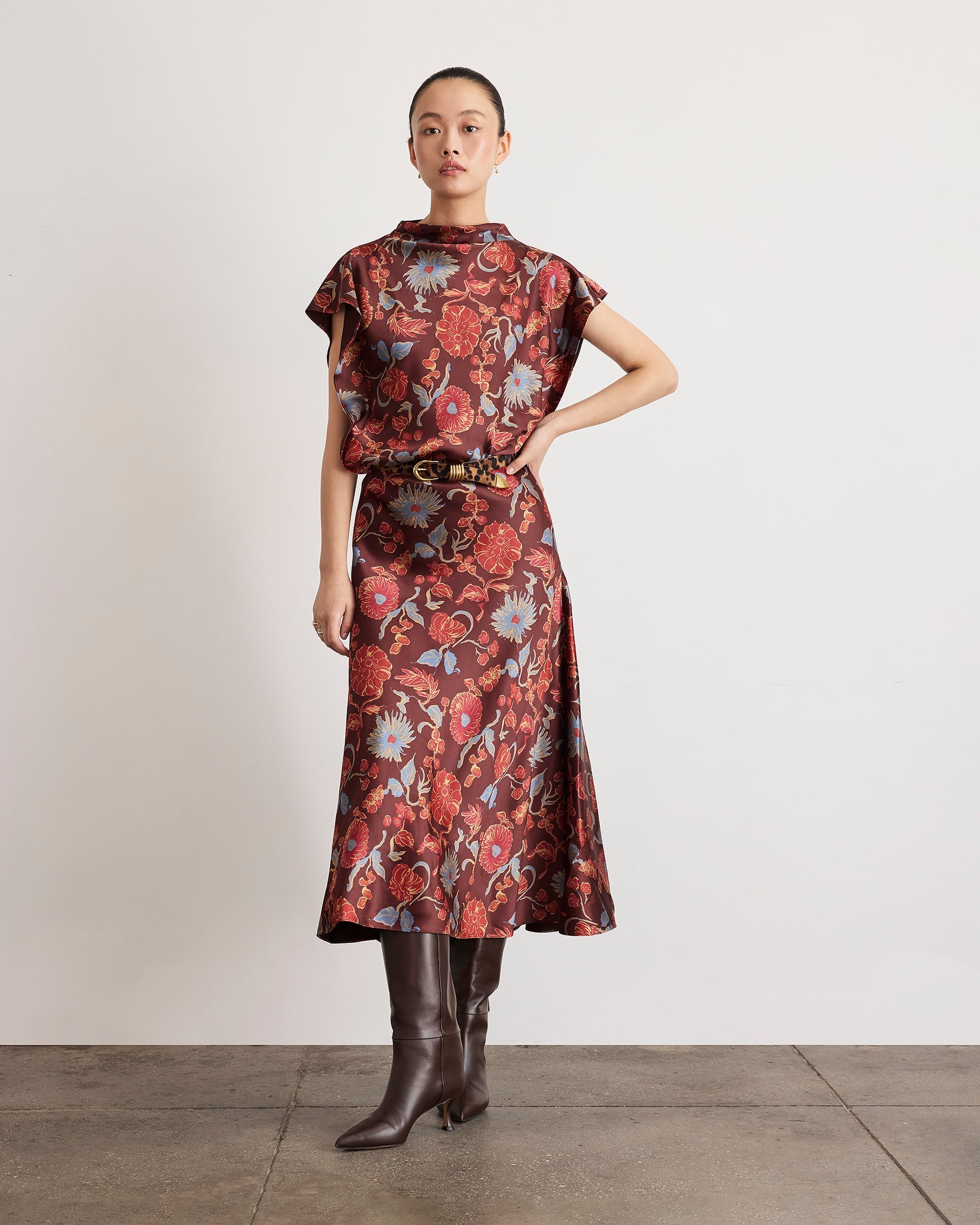 Beth Skirt in Deep Redwood Floral