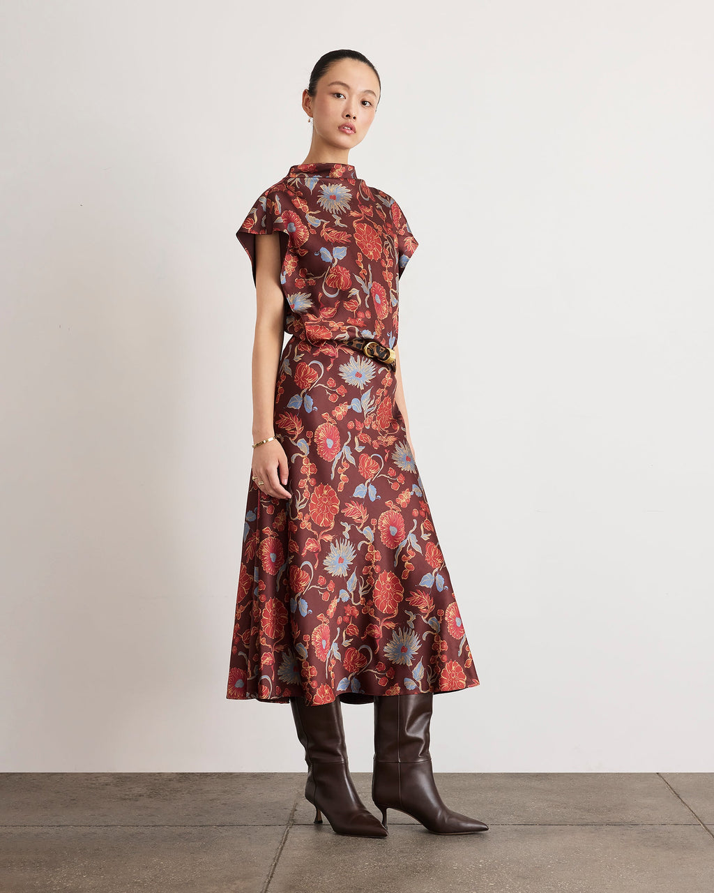 Beth Skirt in Deep Redwood Floral
