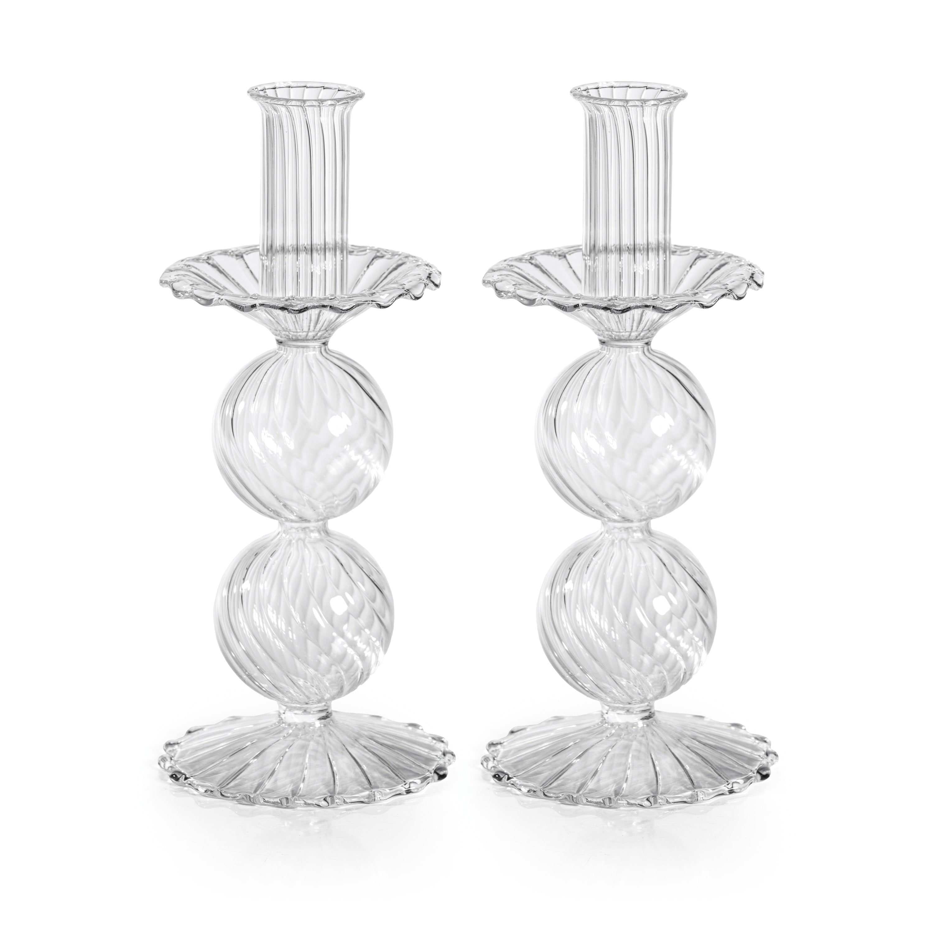 Adrienna Glass Taper Candle Holders, Set of 2