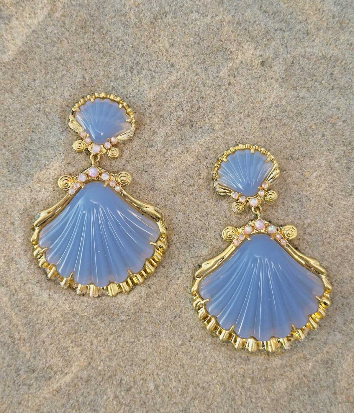 Aegean Shell Earrings in Blue