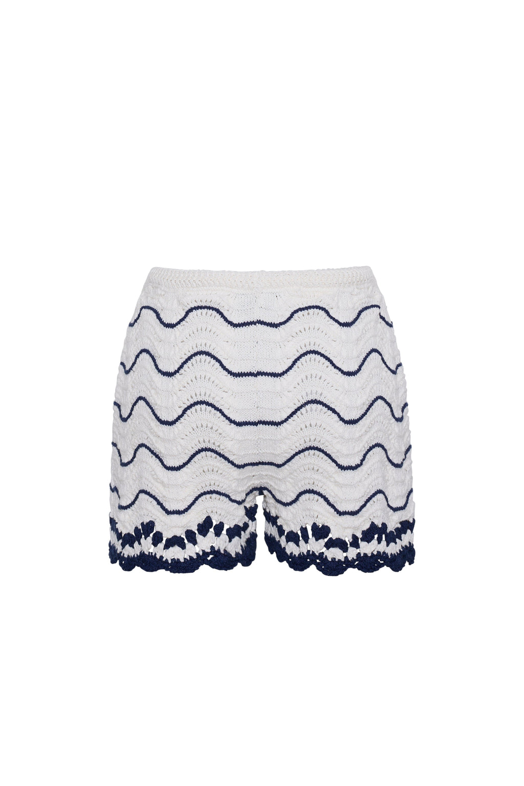 Aicha Short in White Navy Wave Stripe