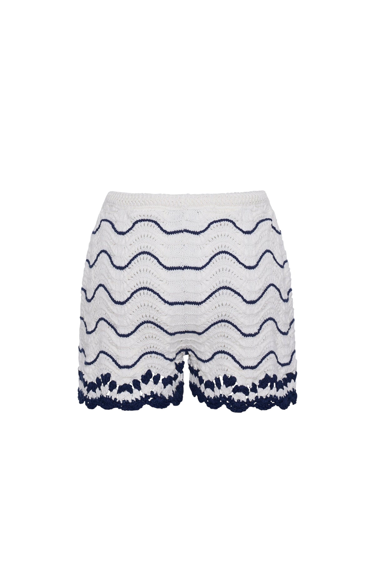Aicha Short in White Navy Wave Stripe