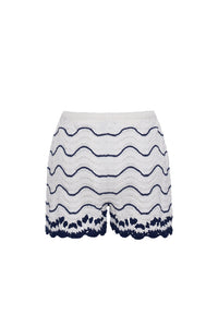 Aicha Short in White Navy Wave Stripe