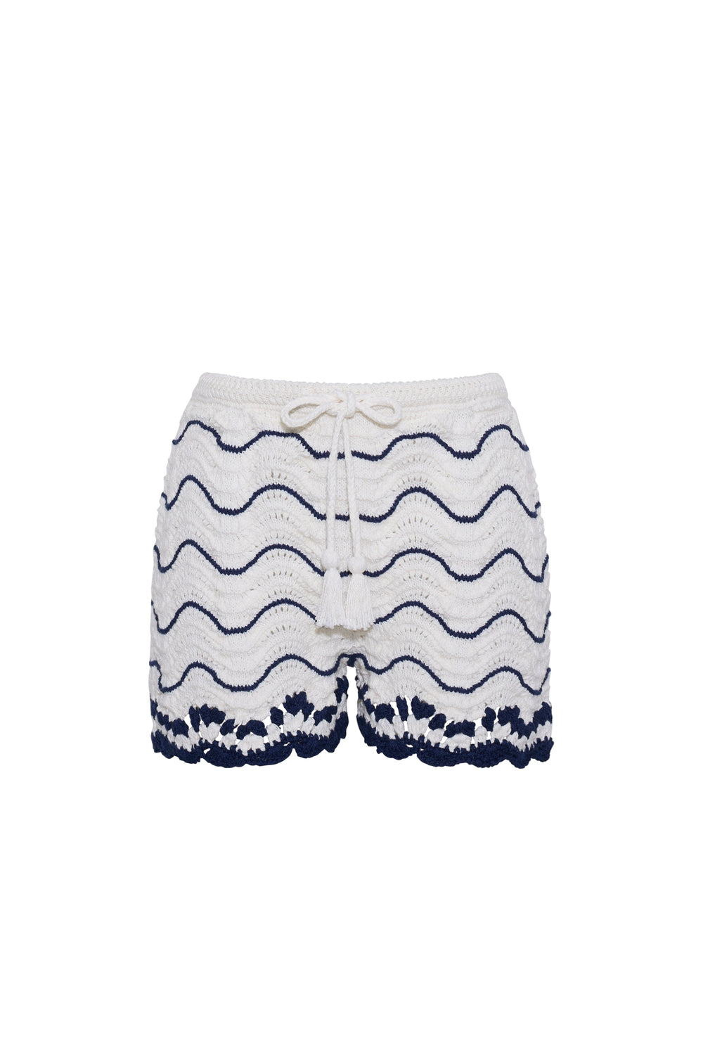 Aicha Short in White Navy Wave Stripe