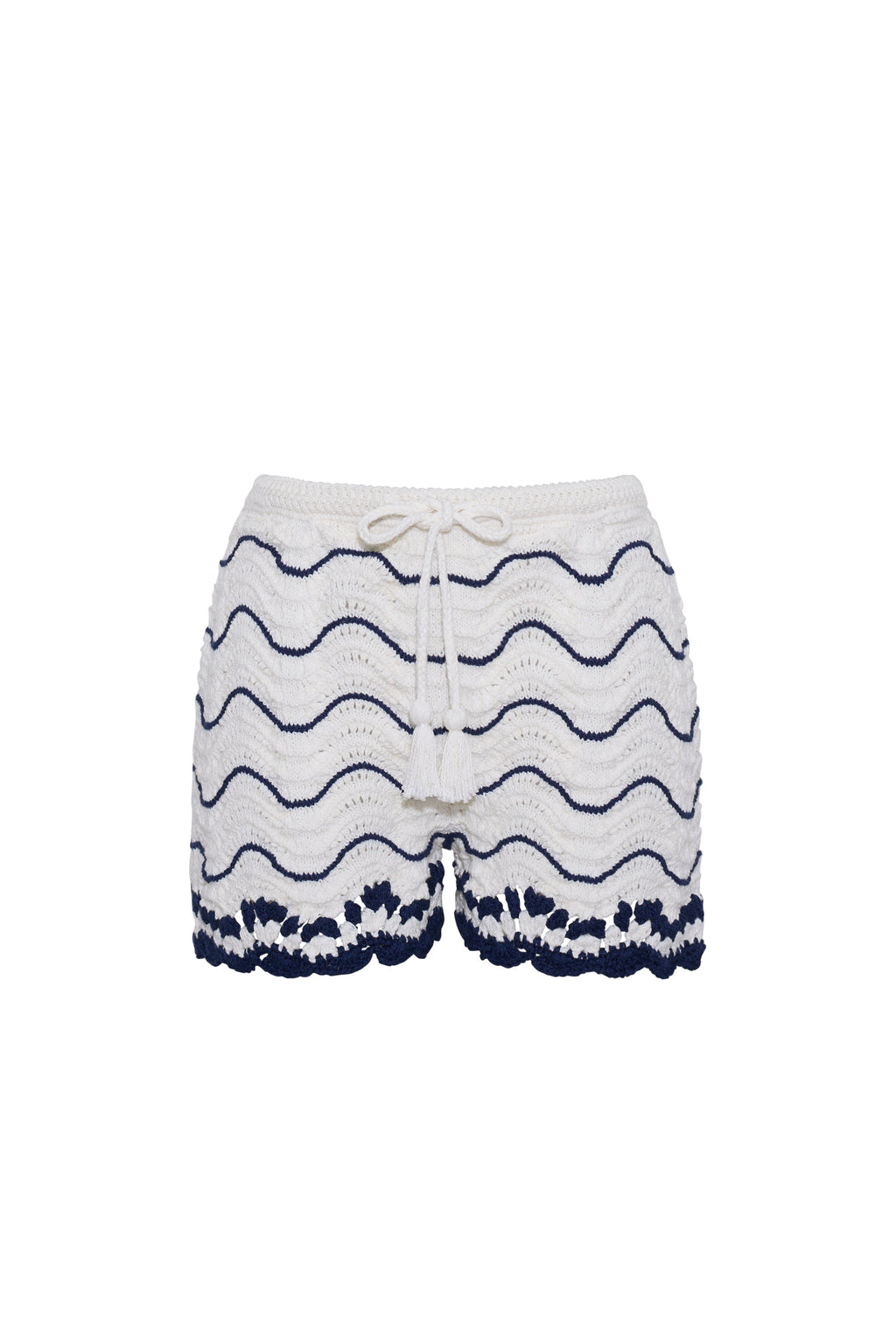 Aicha Short in White Navy Wave Stripe